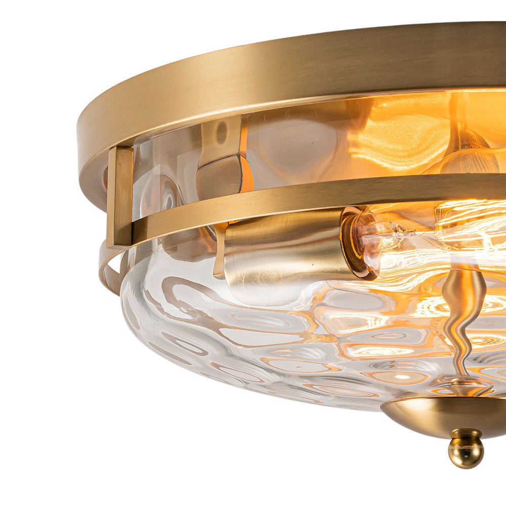 Ceiling Light Hammered Glass 33.0 cm Black Gold Flush Mount Living Room Bedroom Hallway Farmhouse Lighting Fixture | Thomler