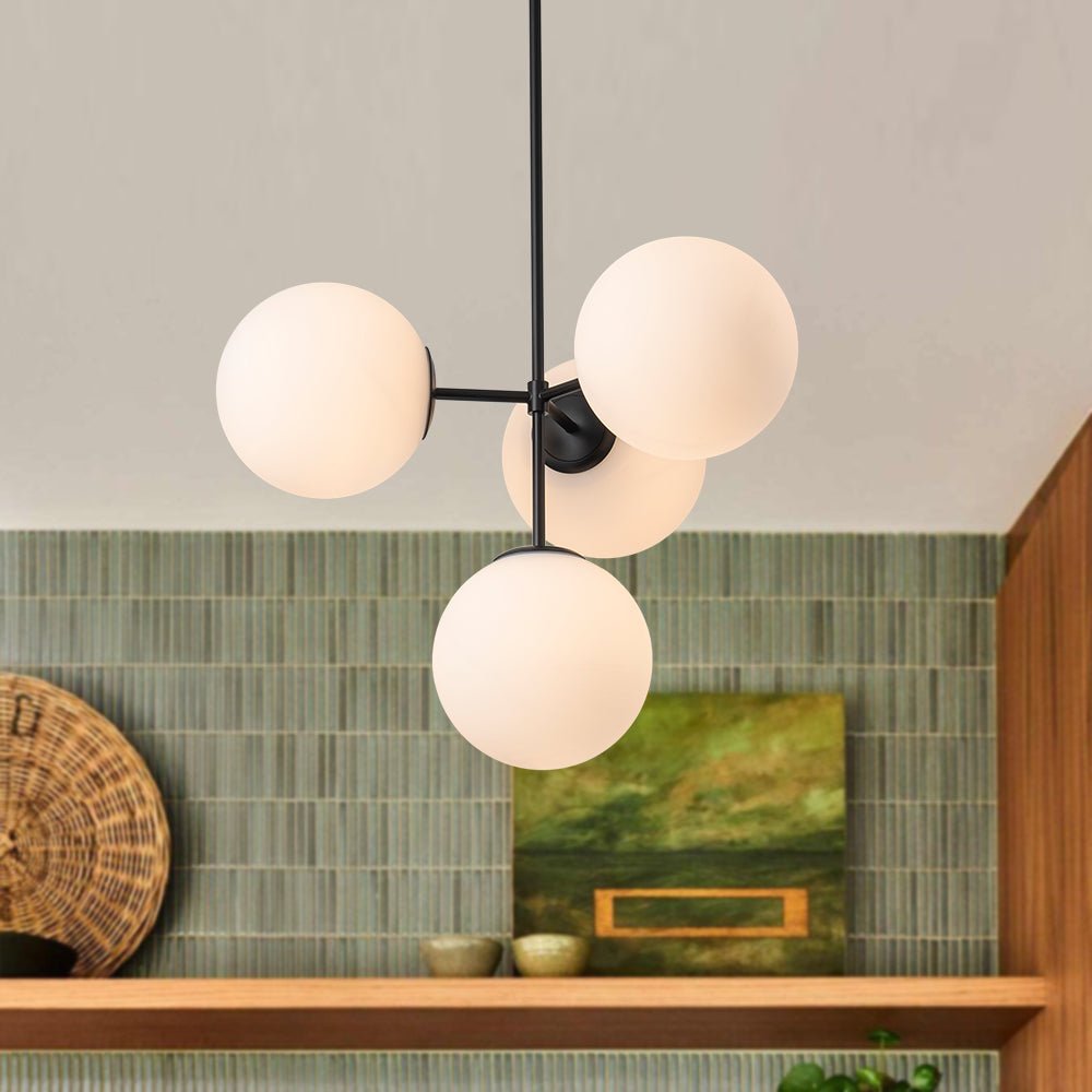 Pendant Light Frosted Glass 62.0 cm Brass Black Dining Room Kitchen Island Mid Century Bubble Ceiling Fixture | Thomler