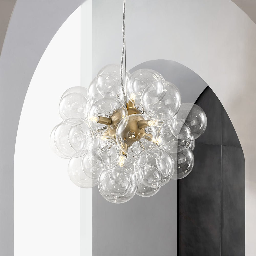 Pendant Light Glass Sphere Cluster 50.0 cm Brass Dining Room Bubble Chandelier Adjustable G9 Kitchen Island Ceiling Light | Thomler
