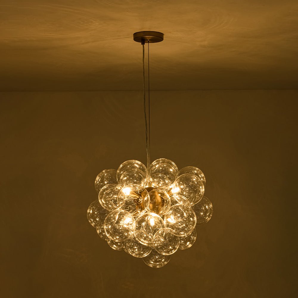 Pendant Light Glass Sphere Cluster 50.0 cm Brass Dining Room Bubble Chandelier Adjustable G9 Kitchen Island Ceiling Light | Thomler