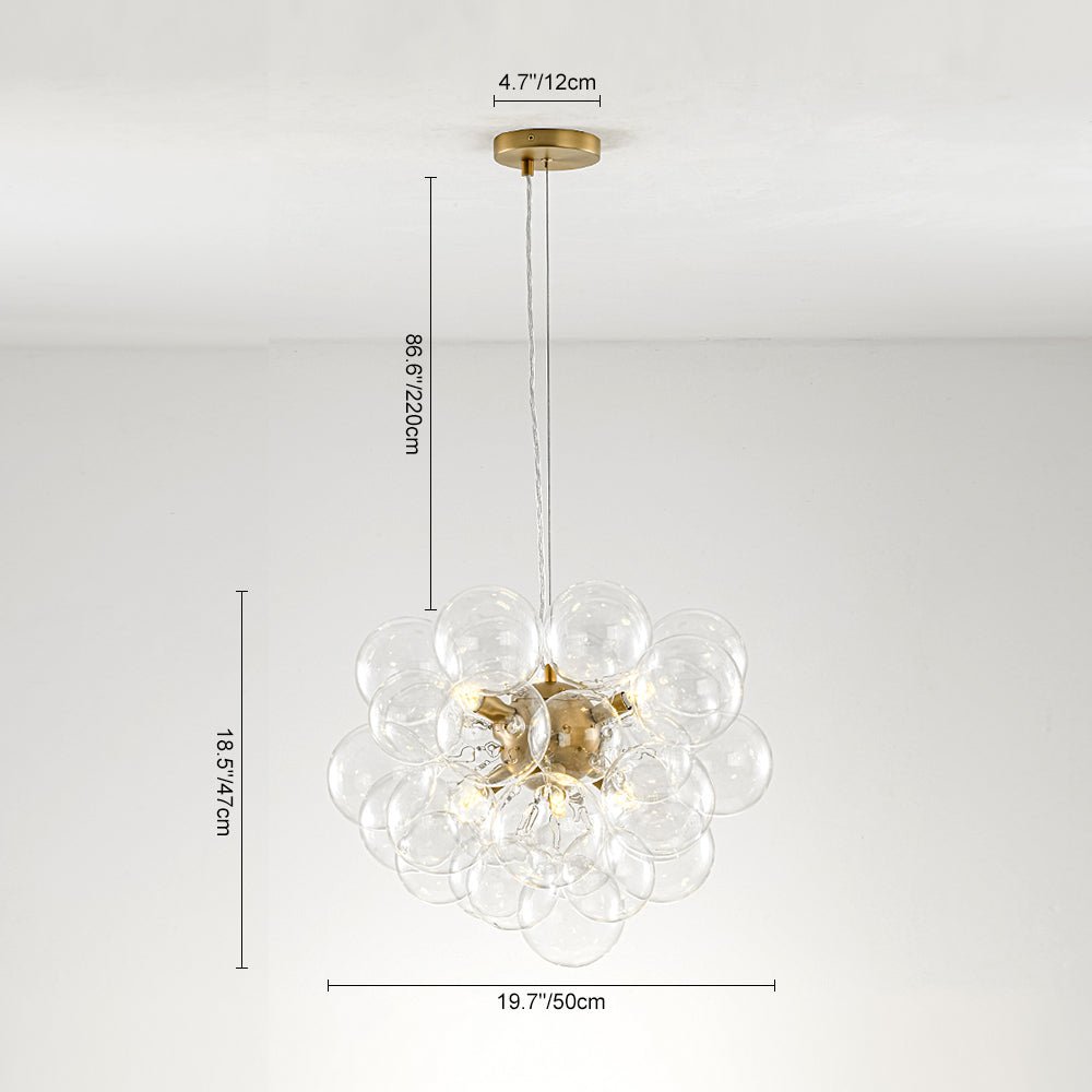 Pendant Light Glass Sphere Cluster 50.0 cm Brass Dining Room Bubble Chandelier Adjustable G9 Kitchen Island Ceiling Light | Thomler