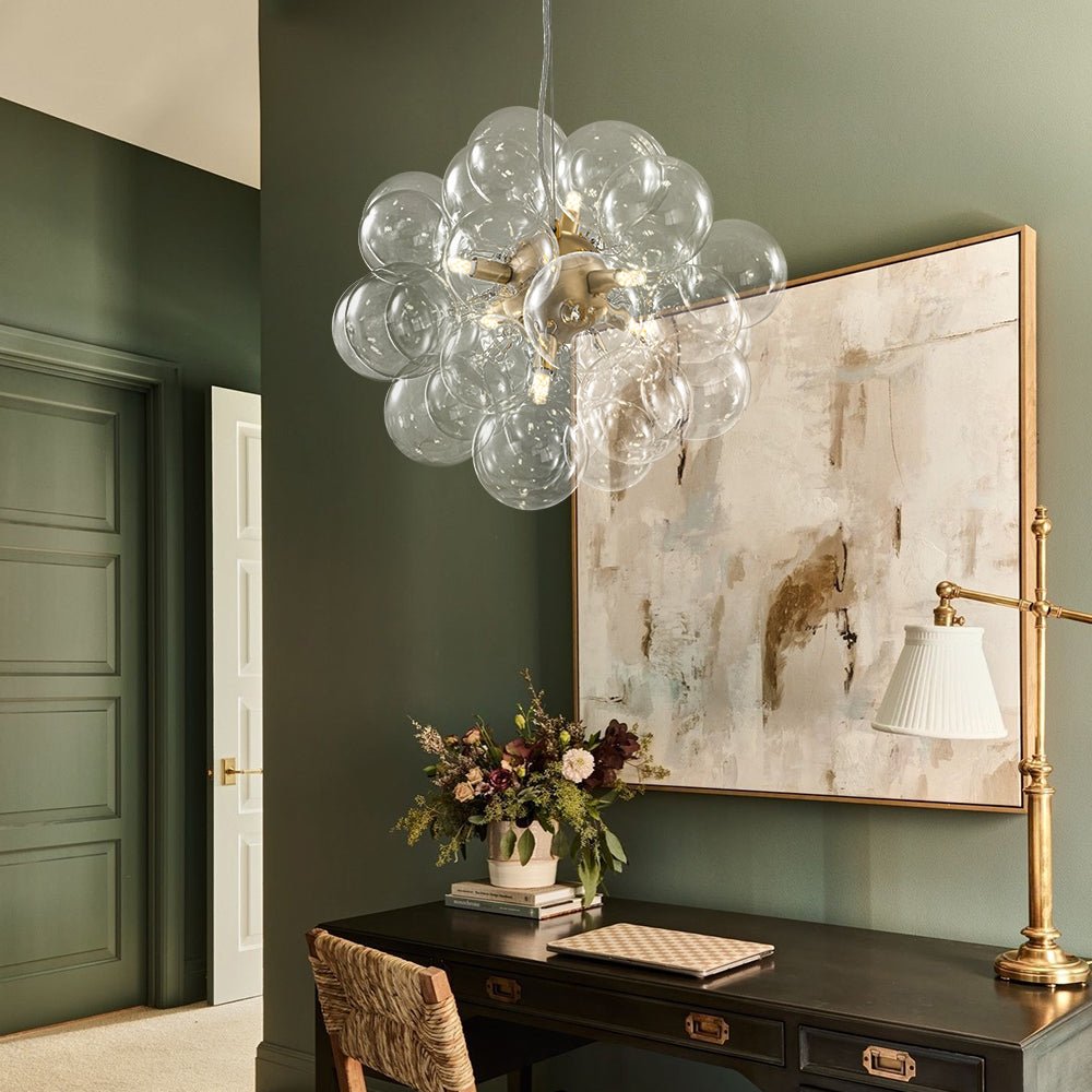 Pendant Light Glass Sphere Cluster 50.0 cm Brass Dining Room Bubble Chandelier Adjustable G9 Kitchen Island Ceiling Light | Thomler
