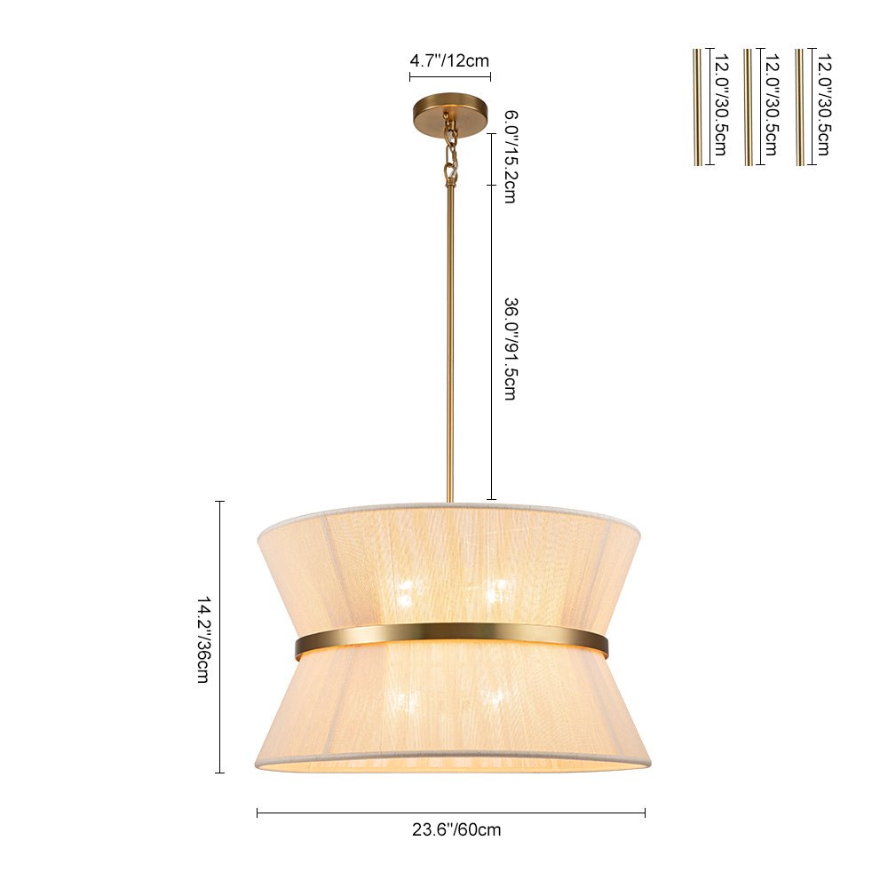 Pendant Lamp Cotton Rope 60.0 cm Brushed Brass Dining Room Bohemian Coastal Adjustable Ceiling Light | Thomler