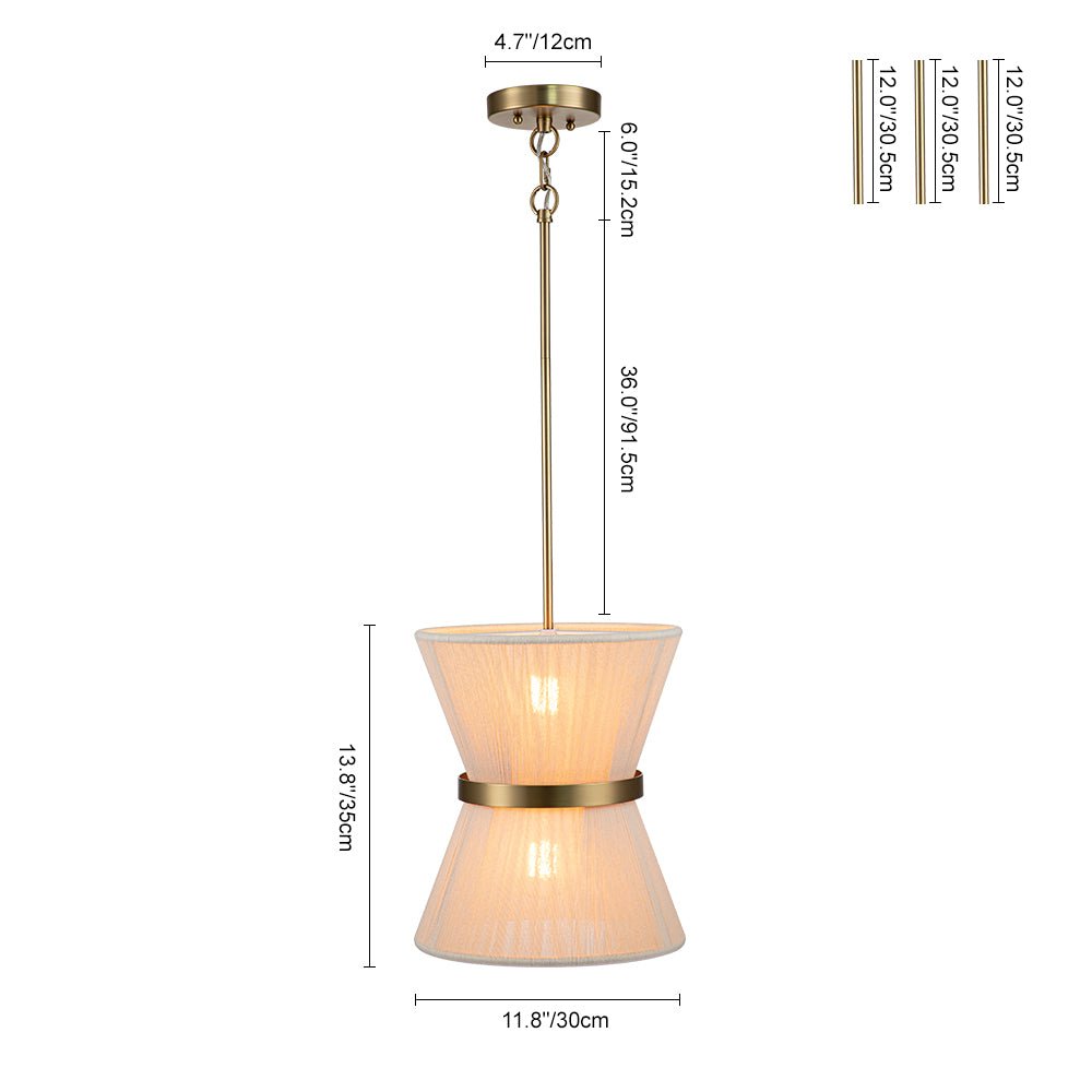 Pendant Lamp Cotton Rope 60.0 cm Brushed Brass Dining Room Bohemian Coastal Adjustable Ceiling Light | Thomler