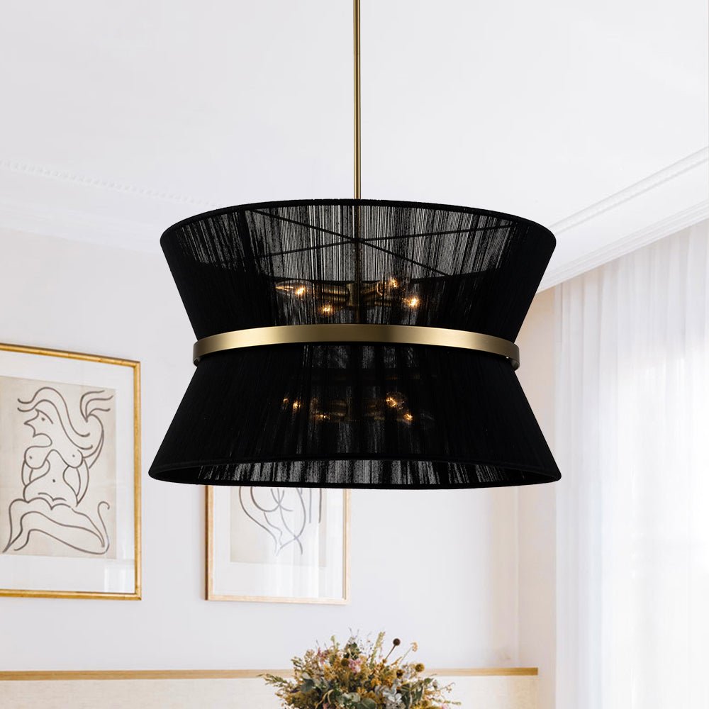 Pendant Lamp Cotton Rope 60.0 cm Brushed Brass Dining Room Bohemian Coastal Adjustable Ceiling Light | Thomler
