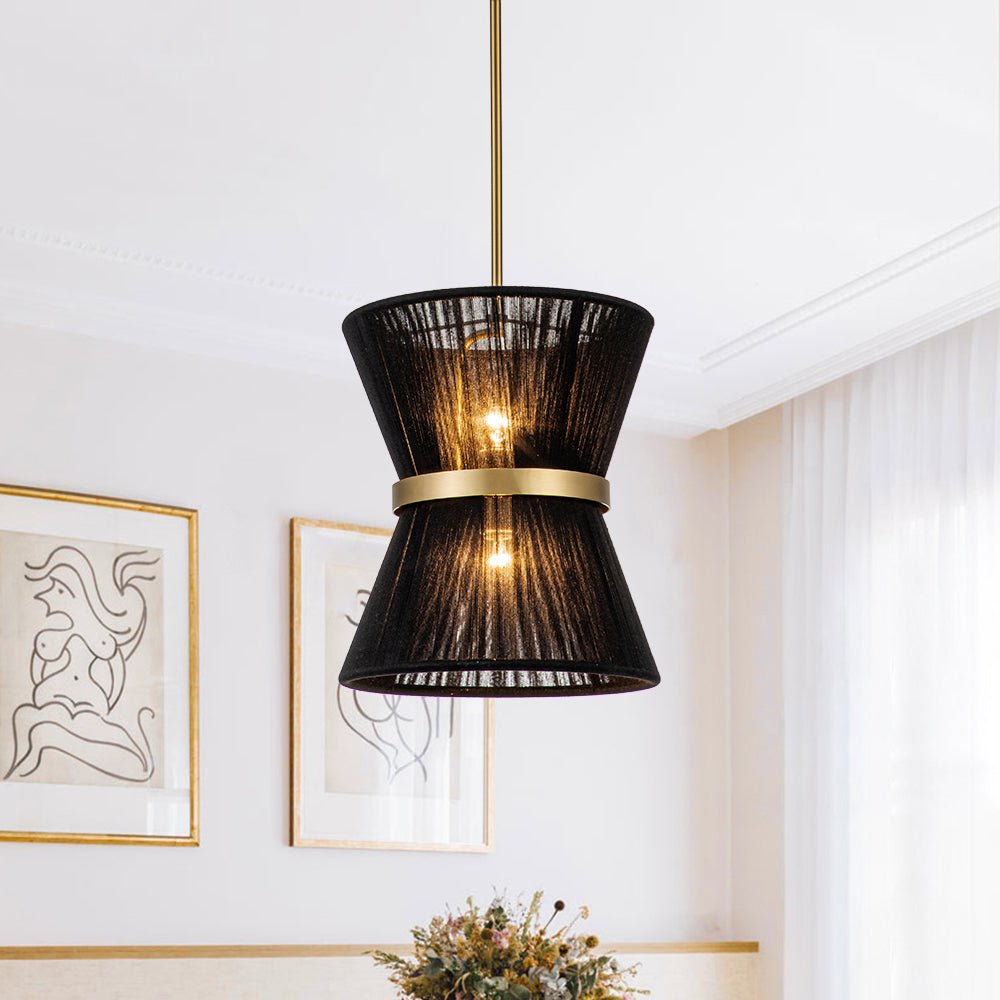 Pendant Lamp Cotton Rope 60.0 cm Brushed Brass Dining Room Bohemian Coastal Adjustable Ceiling Light | Thomler