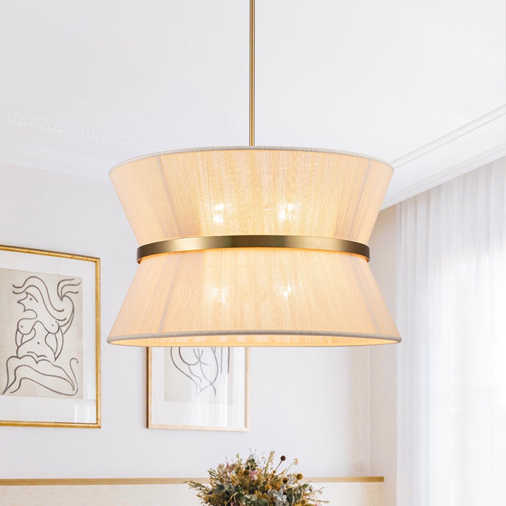 Pendant Lamp Cotton Rope 60.0 cm Brushed Brass Dining Room Bohemian Coastal Adjustable Ceiling Light | Thomler