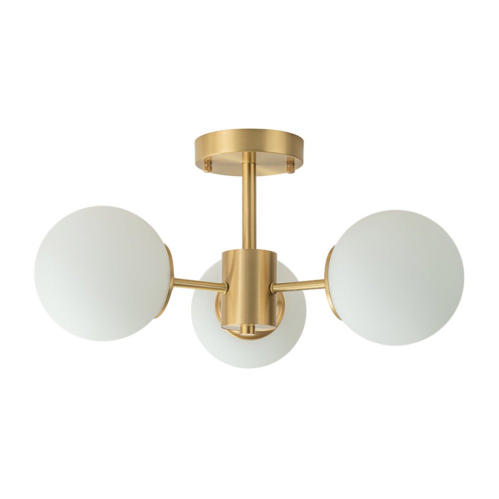 Ceiling Lamp Brass Opal Glass 48.0 cm Flush Mount Living Room Bedroom Mid Century Sputnik Bubble Light | Thomler