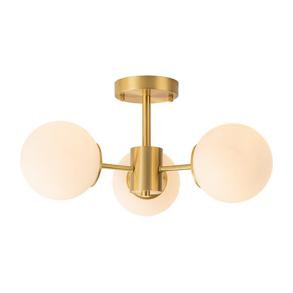 Ceiling Lamp Brass Opal Glass 48.0 cm Flush Mount Living Room Bedroom Mid Century Sputnik Bubble Light | Thomler