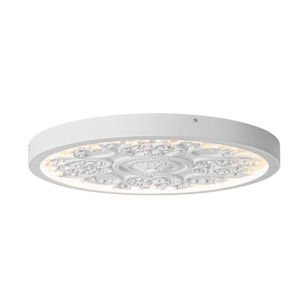 Ceiling Light Resin Relief LED 48.5 cm Matte White Living Room Bedroom Dimmable Flush Mount Ornament Fixture | Thomler