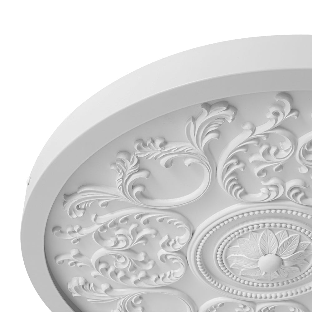 Ceiling Light Resin Relief LED 48.5 cm Matte White Living Room Bedroom Dimmable Flush Mount Ornament Fixture | Thomler