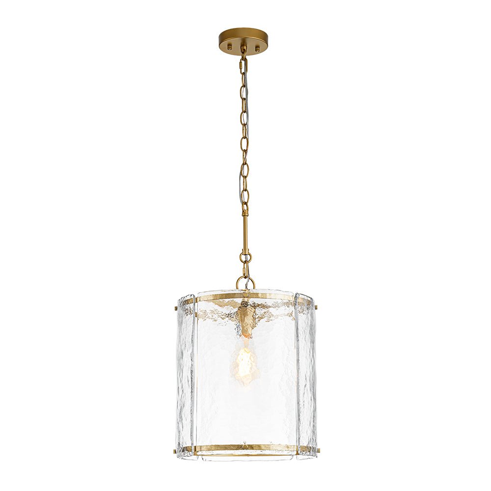 Pendant Light Textured Glass 32.0 cm Brass Kitchen Island Dining Room Adjustable Cage Ceiling Hanging Lamp | Thomler