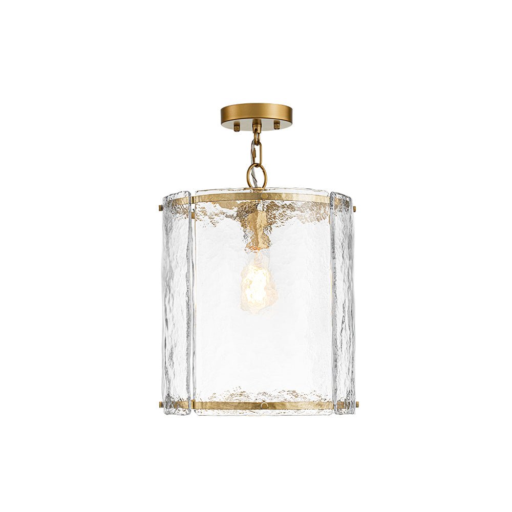 Pendant Light Textured Glass 32.0 cm Brass Kitchen Island Dining Room Adjustable Cage Ceiling Hanging Lamp | Thomler