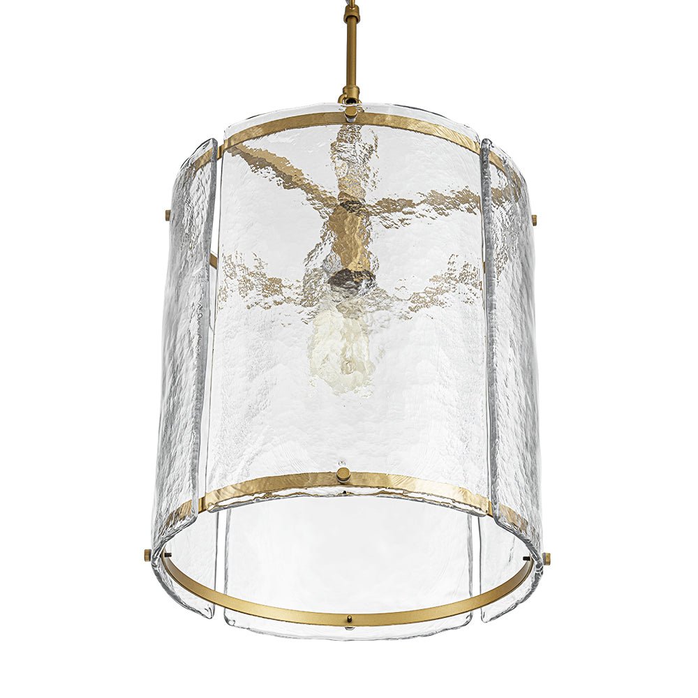Pendant Light Textured Glass 32.0 cm Brass Kitchen Island Dining Room Adjustable Cage Ceiling Hanging Lamp | Thomler