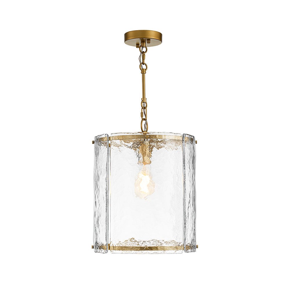 Pendant Light Textured Glass 32.0 cm Brass Kitchen Island Dining Room Adjustable Cage Ceiling Hanging Lamp | Thomler