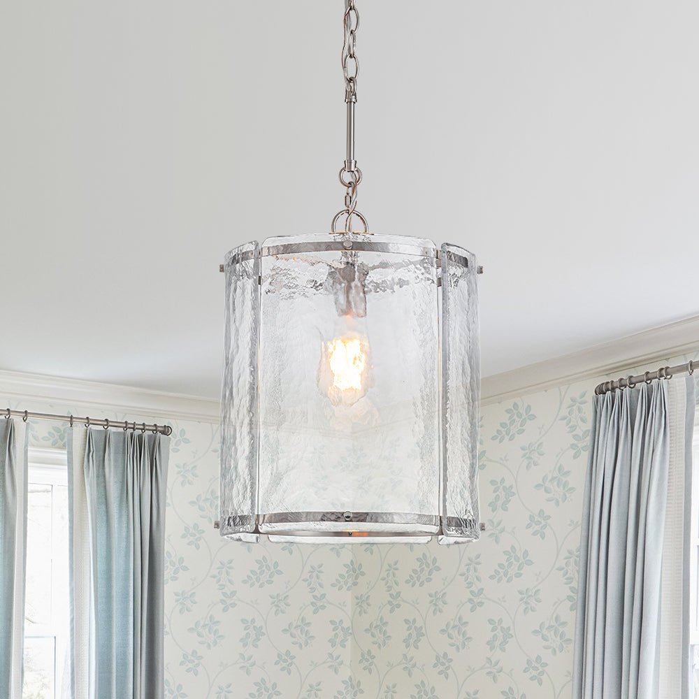 Pendant Light Textured Glass 32.0 cm Brass Kitchen Island Dining Room Adjustable Cage Ceiling Hanging Lamp | Thomler