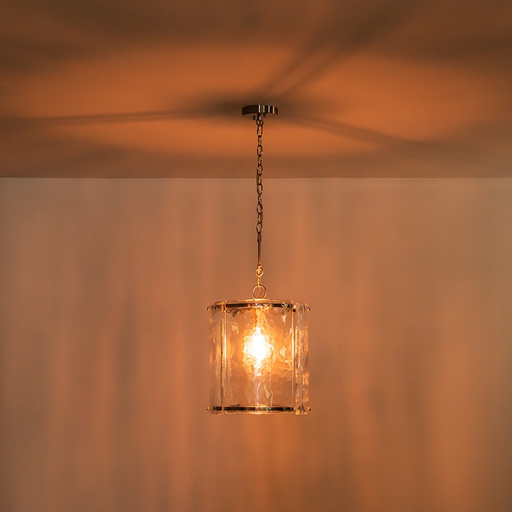 Pendant Light Textured Glass 32.0 cm Brass Kitchen Island Dining Room Adjustable Cage Ceiling Hanging Lamp | Thomler