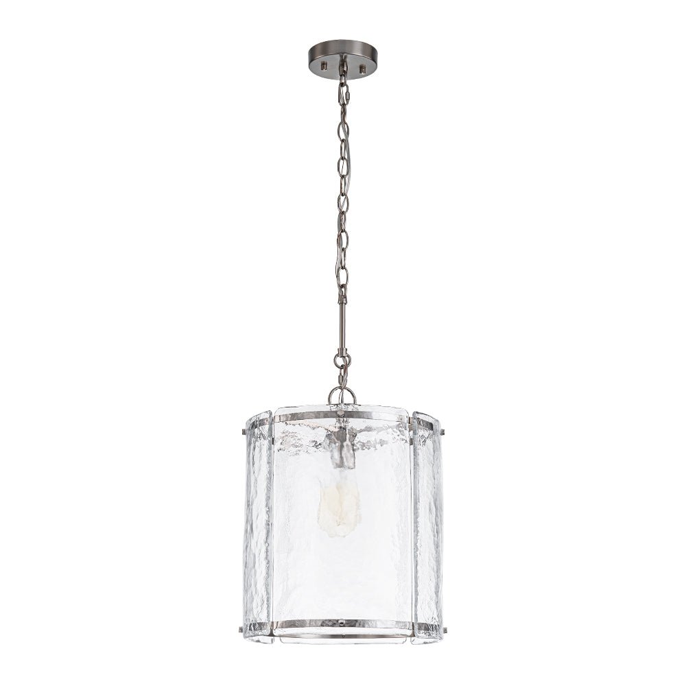 Pendant Light Textured Glass 32.0 cm Brass Kitchen Island Dining Room Adjustable Cage Ceiling Hanging Lamp | Thomler