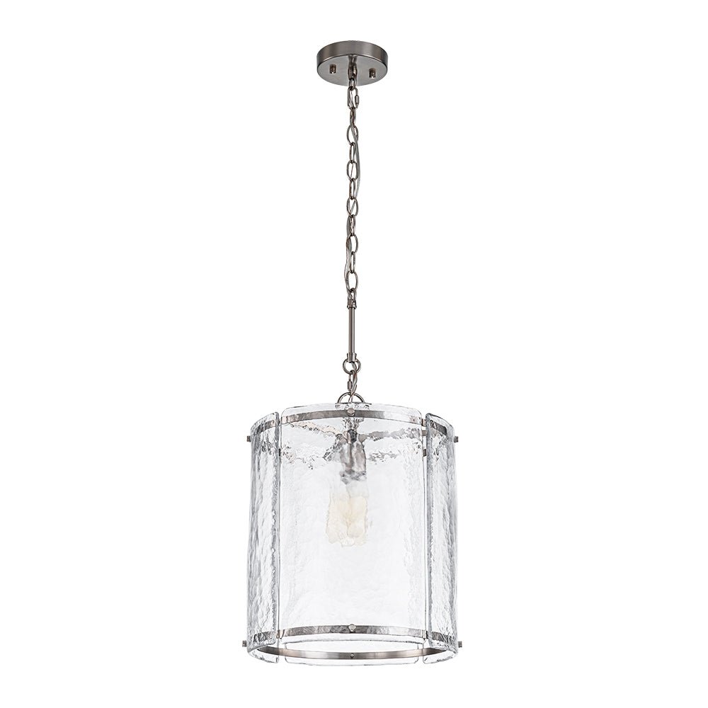 Pendant Light Textured Glass 32.0 cm Brass Kitchen Island Dining Room Adjustable Cage Ceiling Hanging Lamp | Thomler