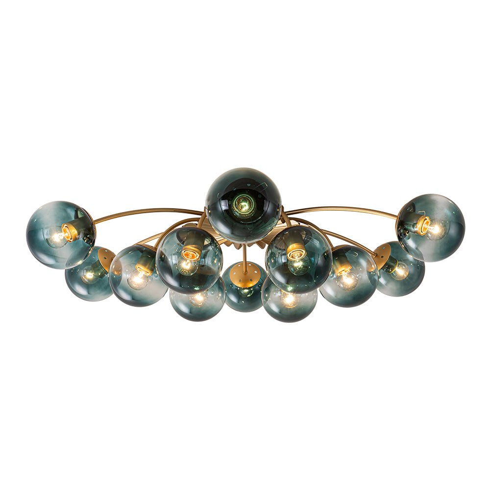 12-Arm Starburst Ceiling Light with Gradient Azure Sphere Shades & Metallic Finish for Entryway | Thomler