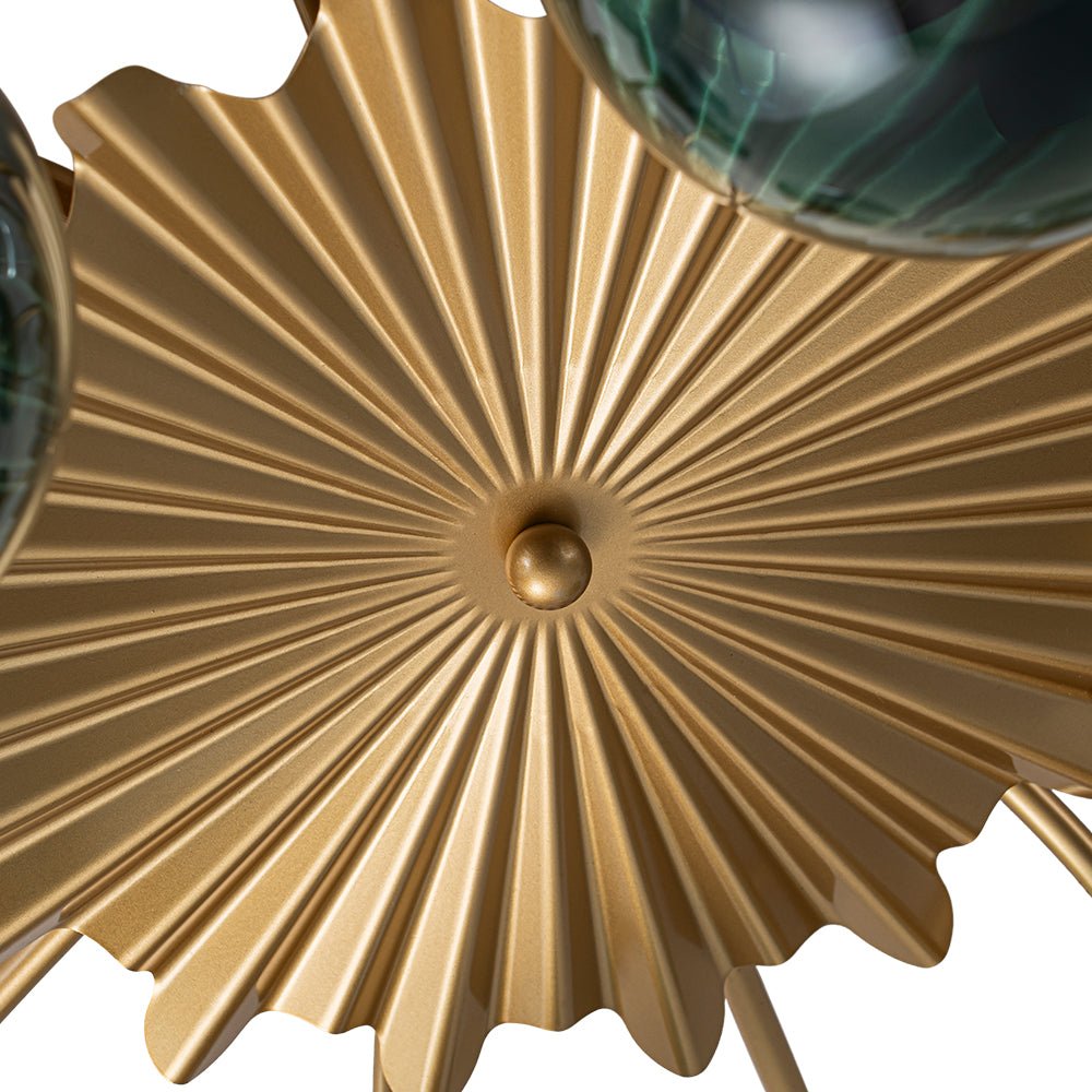 12-Arm Starburst Ceiling Light with Gradient Azure Sphere Shades & Metallic Finish for Entryway | Thomler