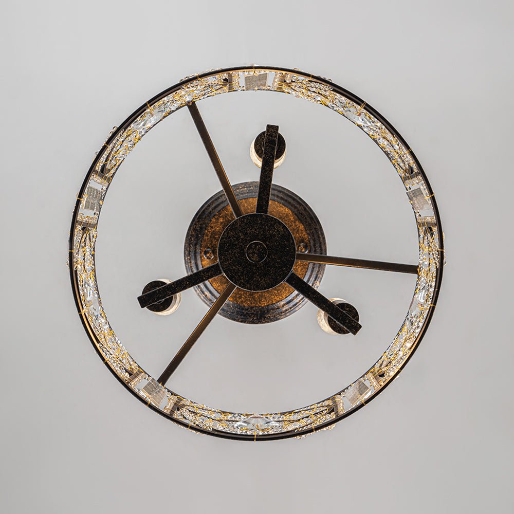 Ceiling Light Crystal Glass 30.0 cm Black Gold Dining Room Vintage Drum Fixture | Thomler