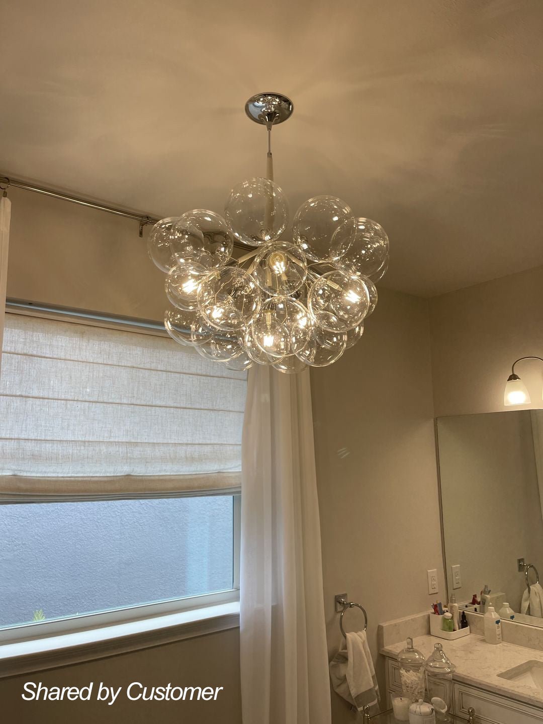 Pendant Light Glass Sphere Cluster 63.0 cm Chrome Dining Room Bubble Chandelier Adjustable Hanging Ceiling Light | Thomler