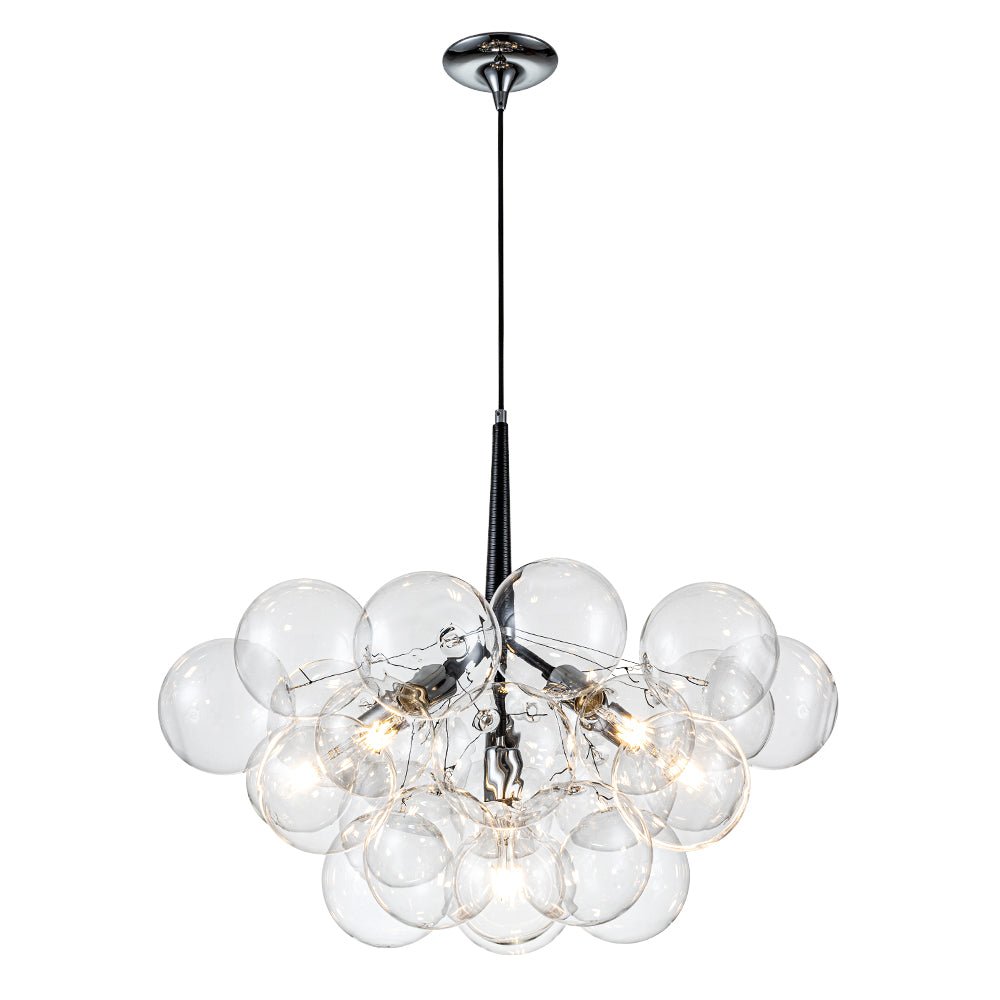 Pendant Light Glass Sphere Cluster 63.0 cm Chrome Dining Room Bubble Chandelier Adjustable Hanging Ceiling Light | Thomler