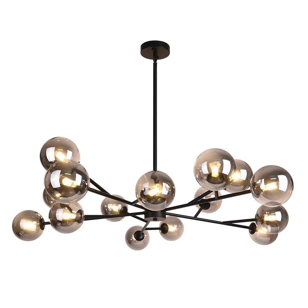 15-Light Linear Chandelier with Glass Globes for Dining Room & Living Room | Thomler
