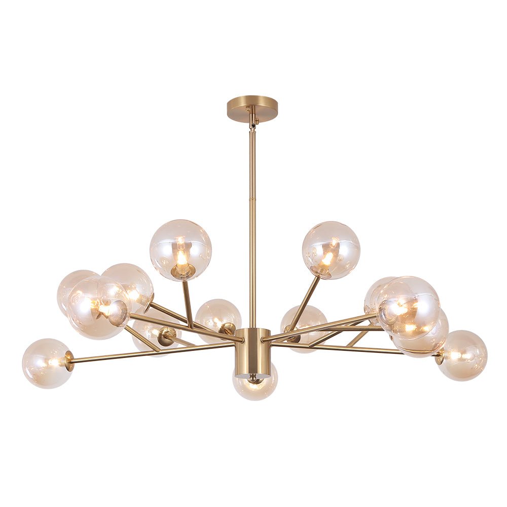 15-Light Linear Chandelier with Glass Globes for Dining Room & Living Room | Thomler
