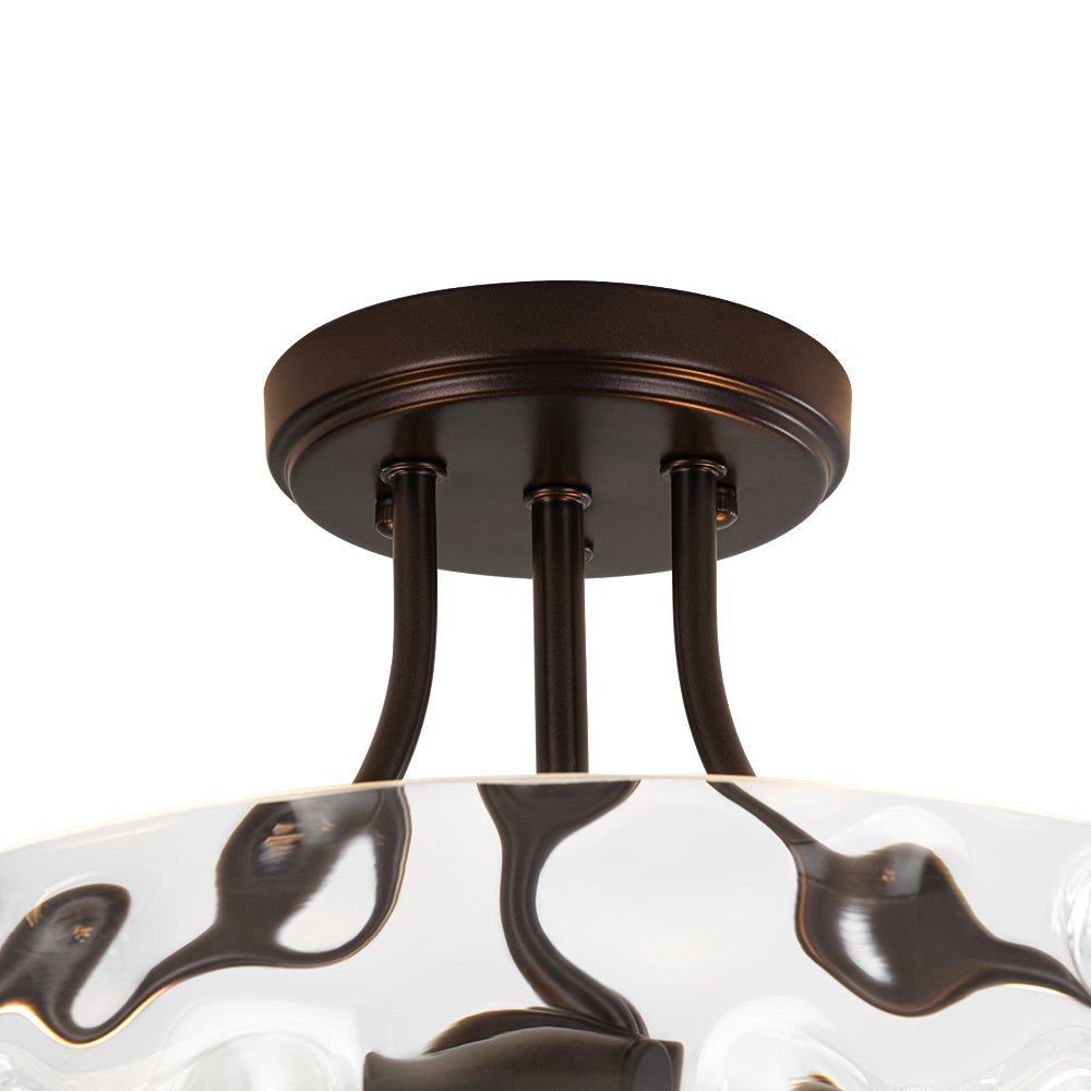 Ceiling Light Hammered Glass Drum 30.0 cm Semi Flush Bathroom Dining Room Hallway Fixture | Thomler