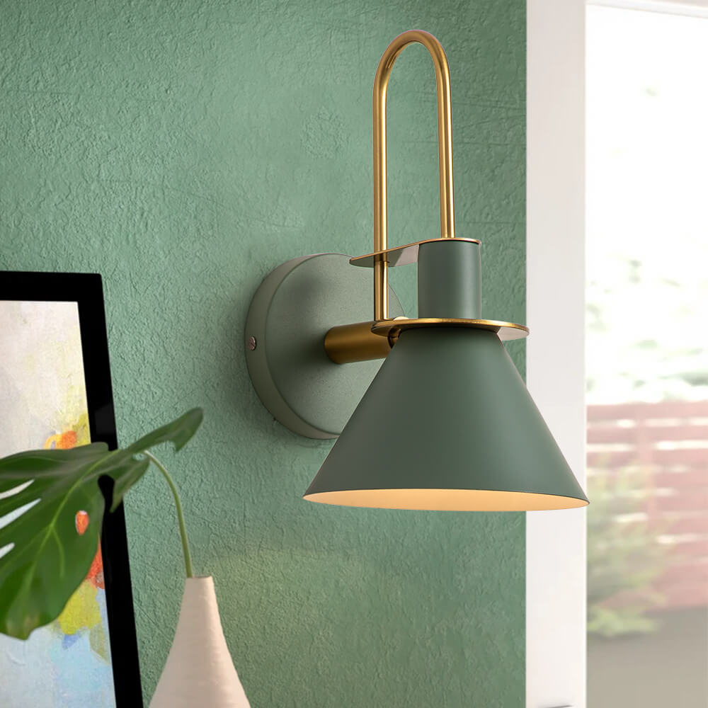 Wall Lamp Metal 31.0 cm Black Green White Brass Bedroom Hallway Mid Century Gooseneck Reading Light | Thomler
