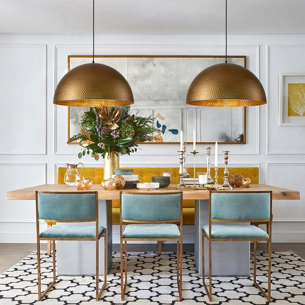 Pendant Light Hammered Metal 40.0 cm 60.0 cm Brass Silver Dining Room Kitchen Island Dome Ceiling Light | Thomler