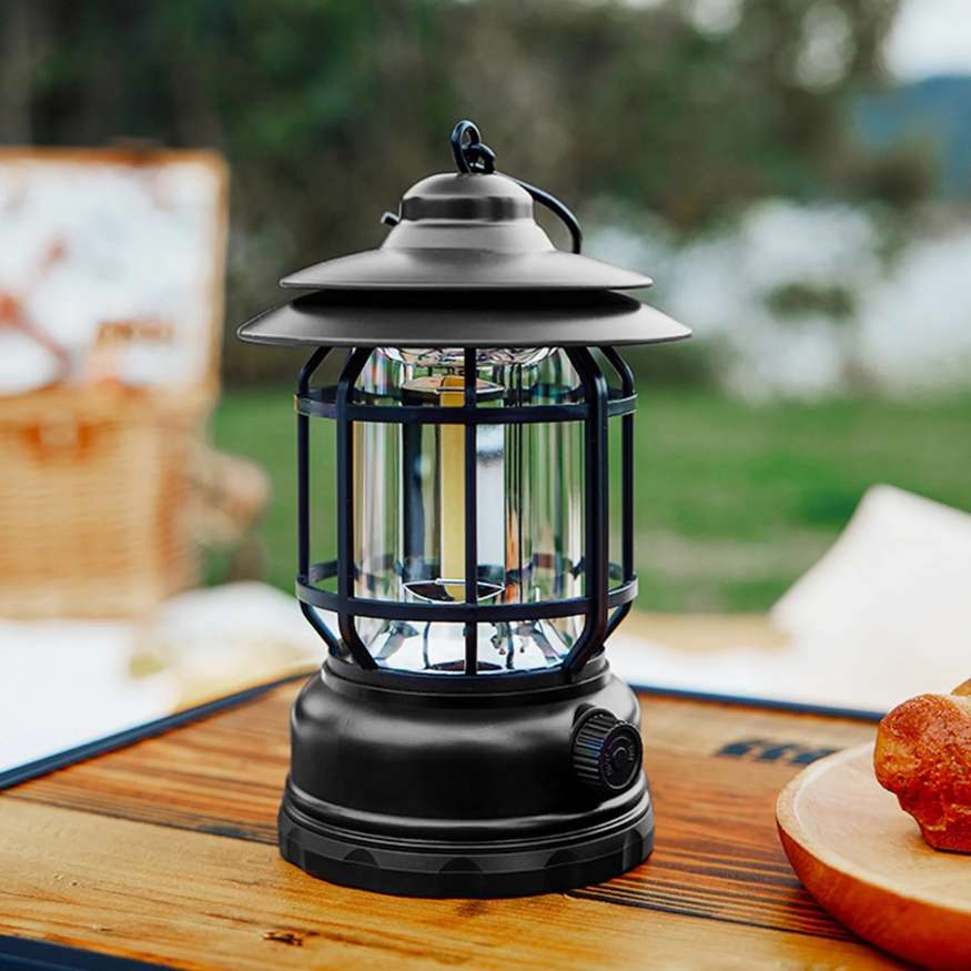 Rechargeable LED Camping Lantern Dimmable USB Portable Outdoor Light Retro Design for Tent Emergency Home Garden | Thomler