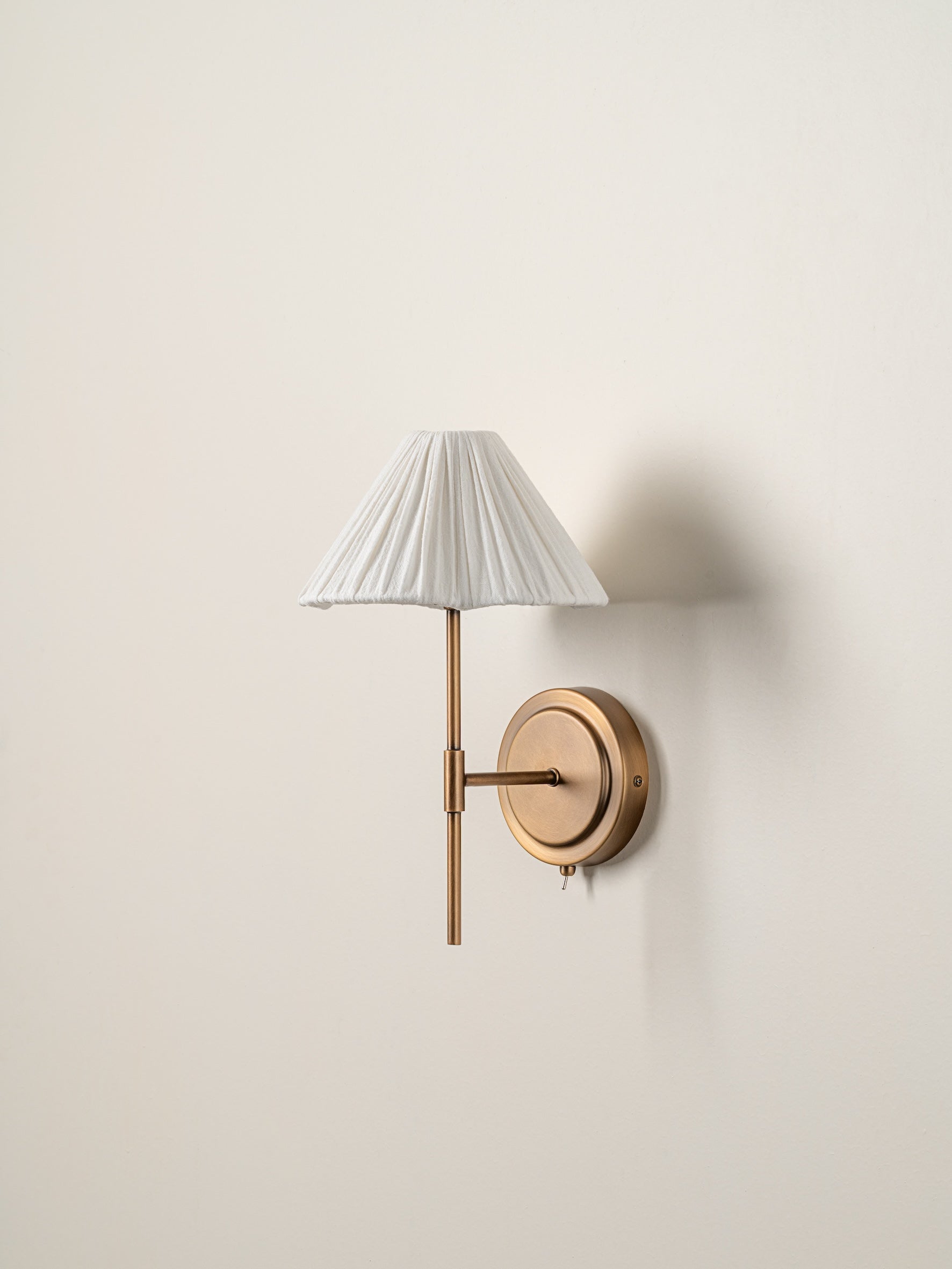 Wall Lamp Linen Pleated Shade G9 21.5 cm Brass Bedroom Bedside Reading Light Scandinavian Hallway Sconce | Thomler