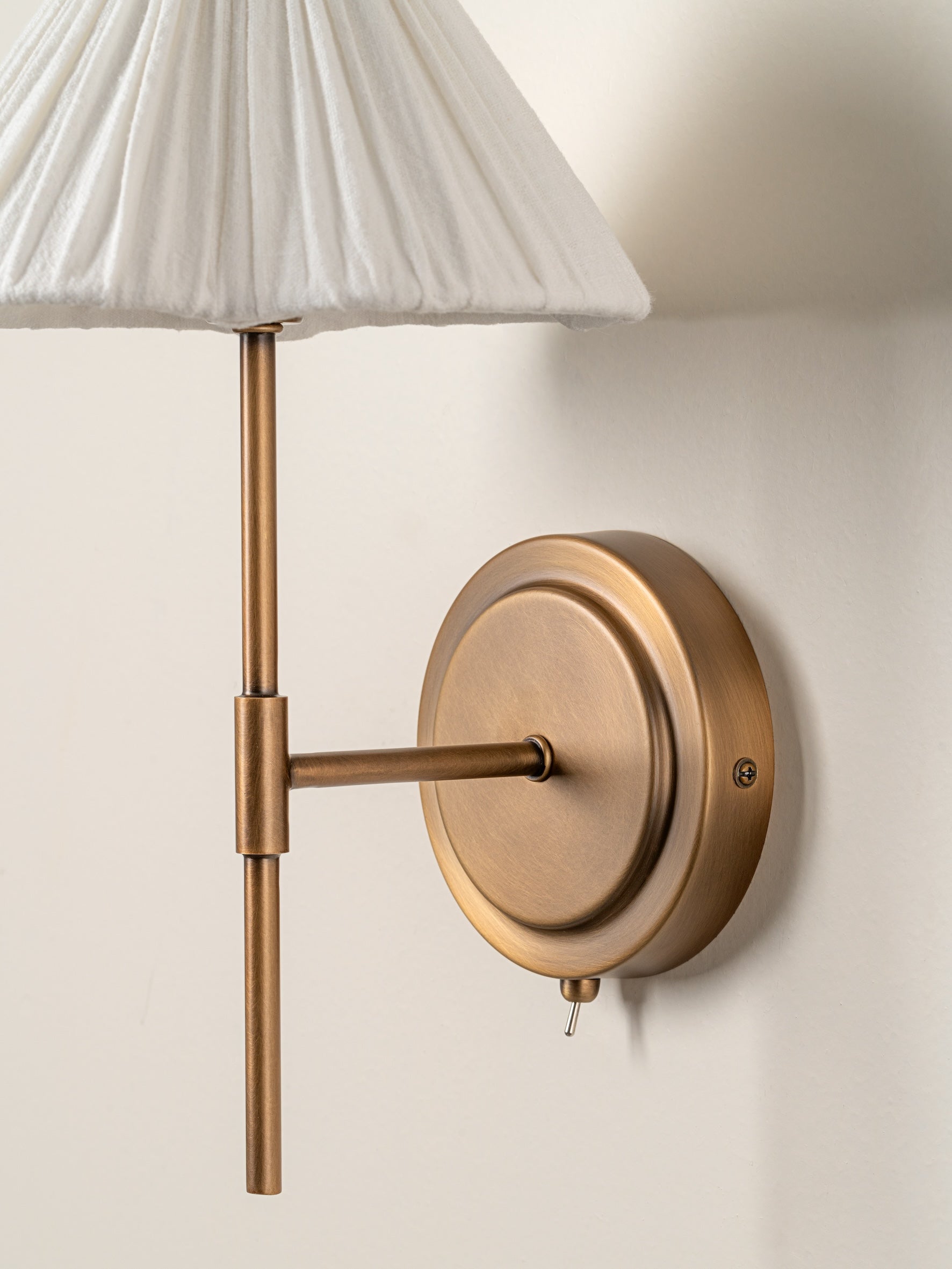 Wall Lamp Linen Pleated Shade G9 21.5 cm Brass Bedroom Bedside Reading Light Scandinavian Hallway Sconce | Thomler