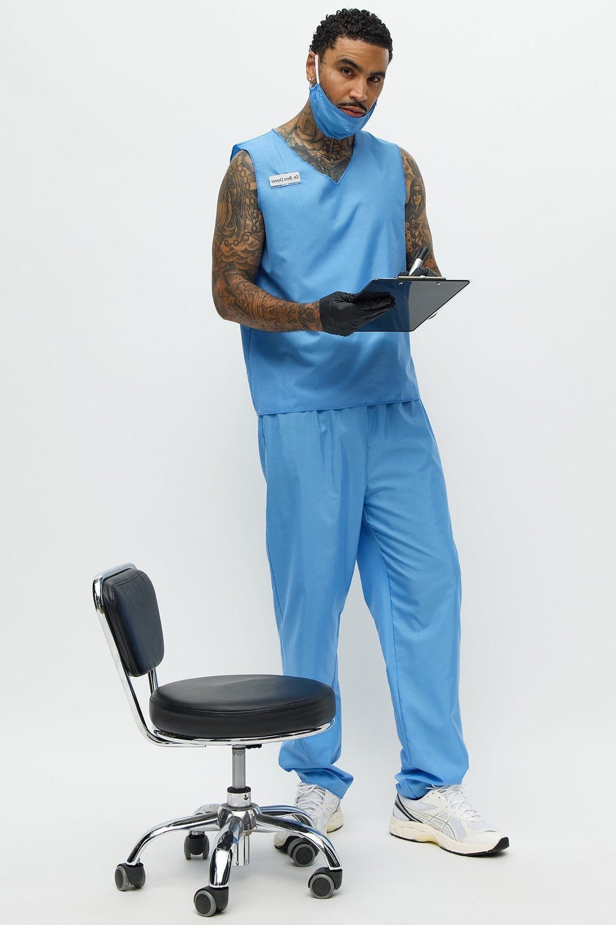 Men's 2-Piece Medical Scrubs Costume – V-Neck Top & Pants Set for Halloween, Costume Parties & Themed Events | Thomler