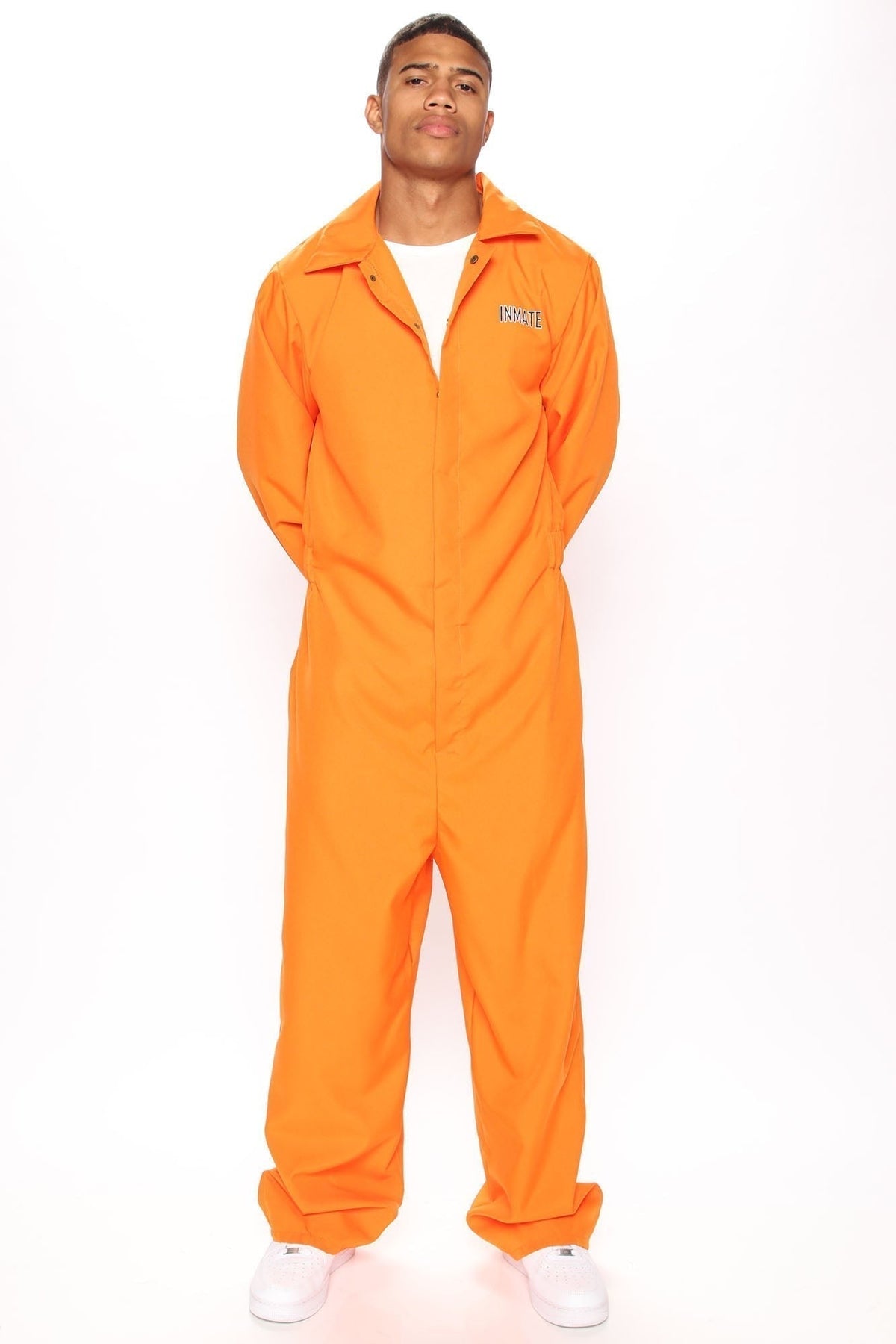 Orange Inmate Costume One-Piece Jumpsuit with Prisoner Chest Print for Halloween & Costume Parties | Thomler