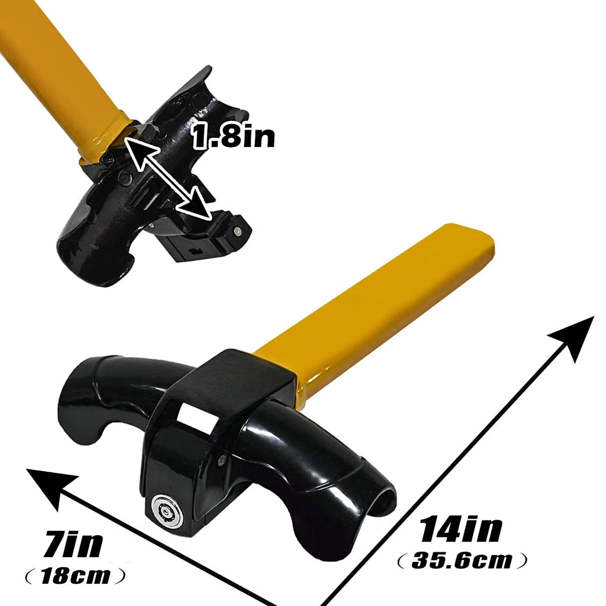 Steering Wheel Security Bar – Heavy-Duty Anti-Theft Device for Cars, Trucks & SUVs – High-Visibility Yellow Iron T-Bar Immobilizer | Thomler