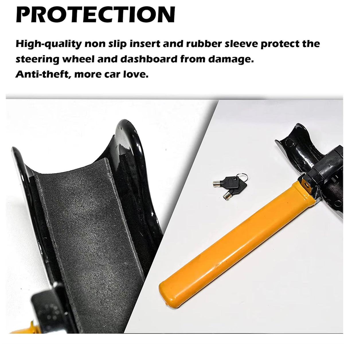 Heavy-Duty Steering Wheel Lock Bar – Anti-Theft Car Security Device with High-Visibility Design for Cars, Trucks, SUVs & Vans | Thomler