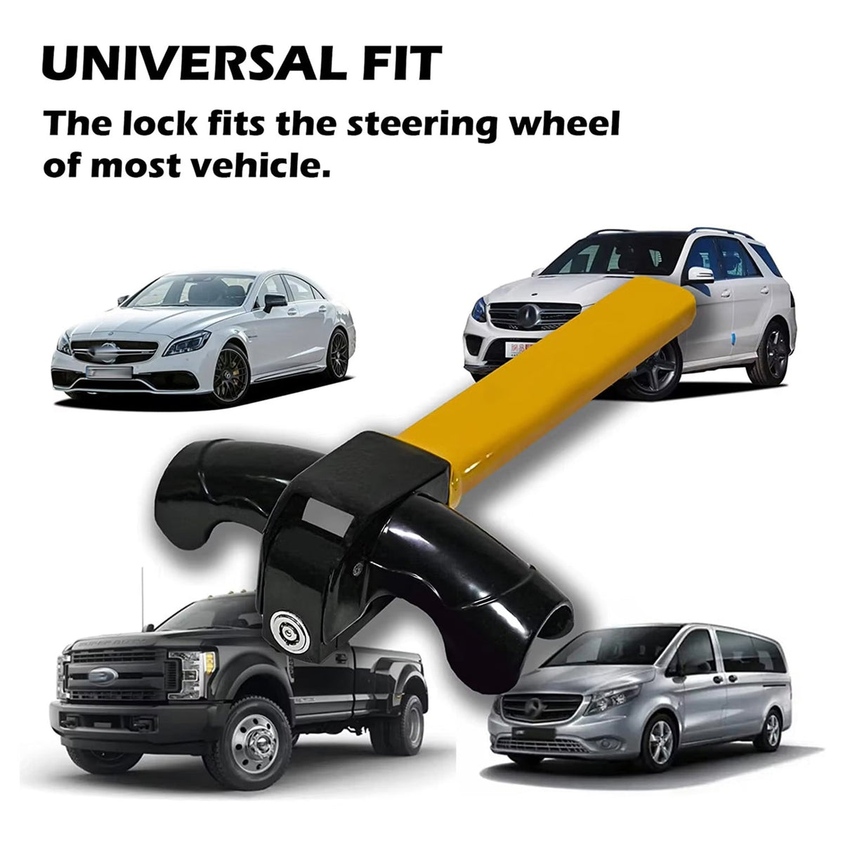 Heavy-Duty Steering Wheel Lock Bar – Anti-Theft Car Security Device with High-Visibility Design for Cars, Trucks, SUVs & Vans | Thomler