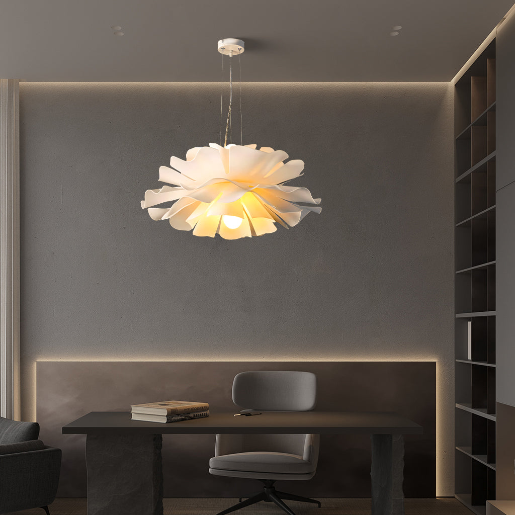 Pendant Light Acrylic Metal 15.7 in White Lotus Flower Dining Bedroom Living Room Lighting Fixture | Thomler