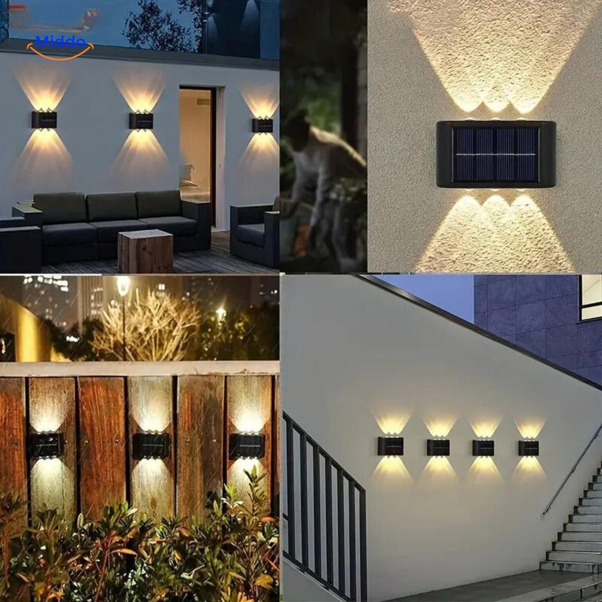 Dual-Head Solar LED Outdoor Wall Light – Weatherproof Sensor Fixture for Porch, Patio & Driveway | Thomler