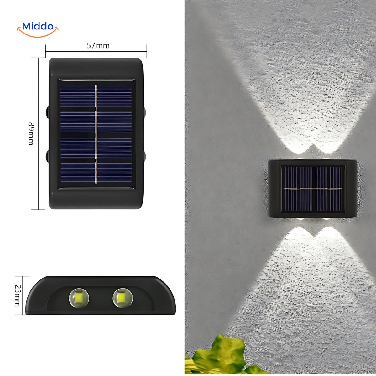 Dual-Head Solar LED Outdoor Wall Light – Weatherproof Sensor Fixture for Porch, Patio & Driveway | Thomler