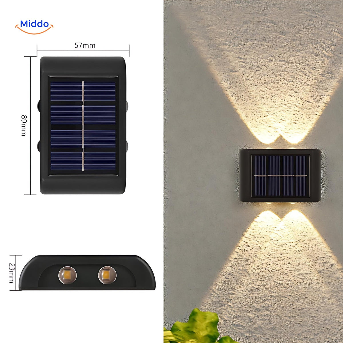 Dual-Head Solar LED Outdoor Wall Light – Weatherproof Sensor Fixture for Porch, Patio & Driveway | Thomler