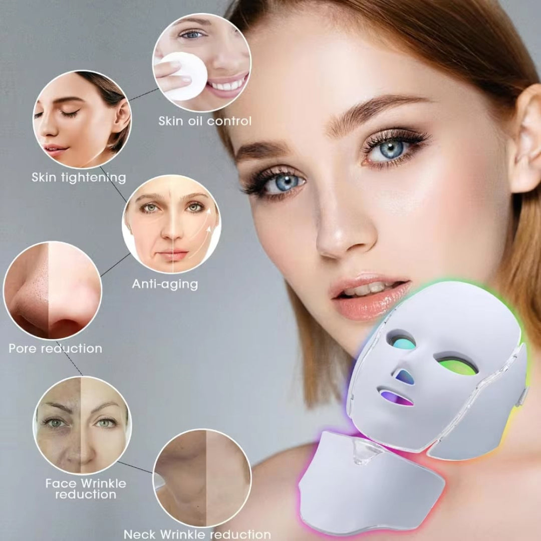 LED Light Therapy Face Mask for Anti-Aging, Acne & Skin Rejuvenation – Professional Multi-Color Photon Treatment System with Remote | Thomler