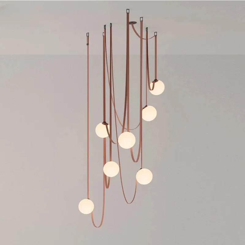 Pendant Light Leather Glass Globe 12.0 cm Adjustable Living Room Dining Room Sculptural Hanging Ceiling Lamp | Thomler