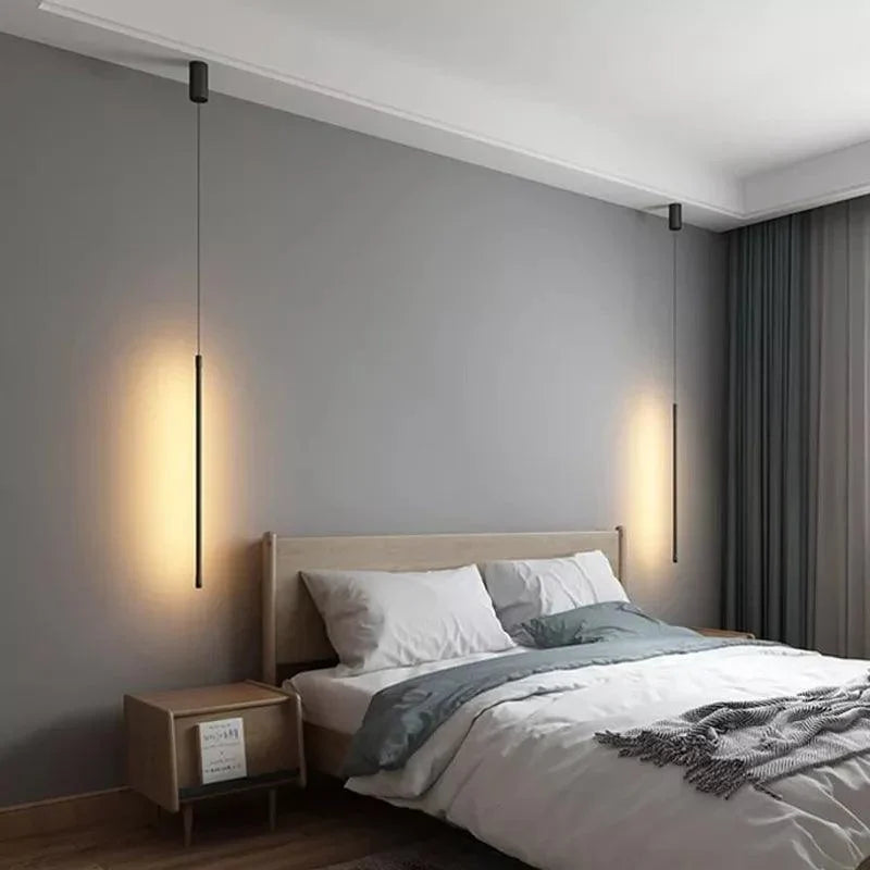 Pendant Light Aluminium LED 40.0 cm Black Bedroom Bedside Hanging Ceiling Lamp Adjustable Modern Minimalist Lighting | Thomler