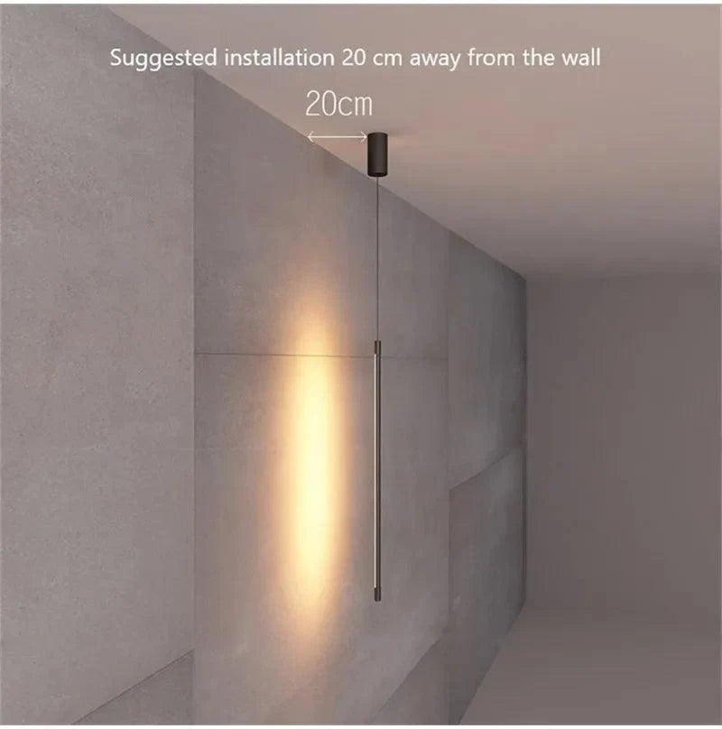 Pendant Light Aluminium LED 40.0 cm Black Bedroom Bedside Hanging Ceiling Lamp Adjustable Modern Minimalist Lighting | Thomler