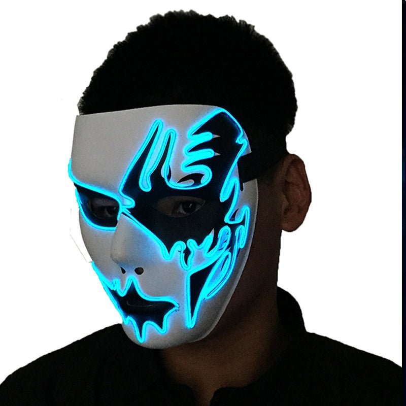 Light-Up Fright Face – Battery-Powered Glowing Party Mask with 3 Flash Modes for Halloween, Cosplay & Night Events | Thomler